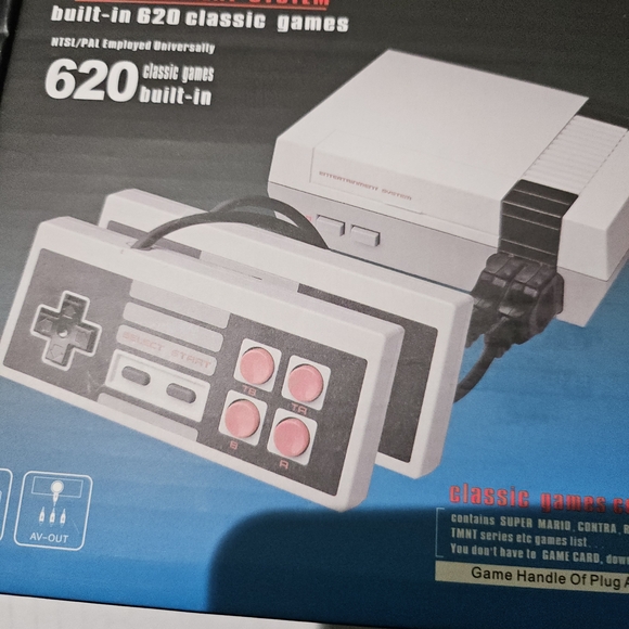 Classic Retro Gaming Console with Controllers - Gray and Black